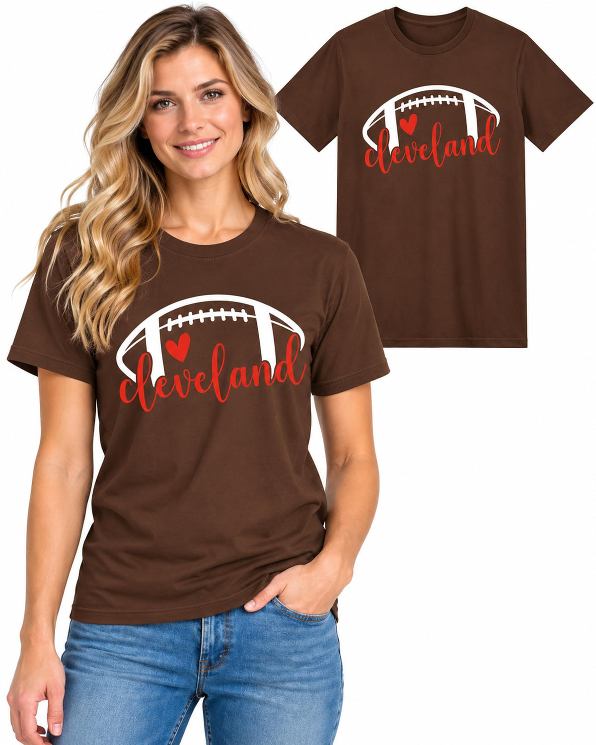 Womens Football Fan Cotton Tee Graphic We love City T Shirt