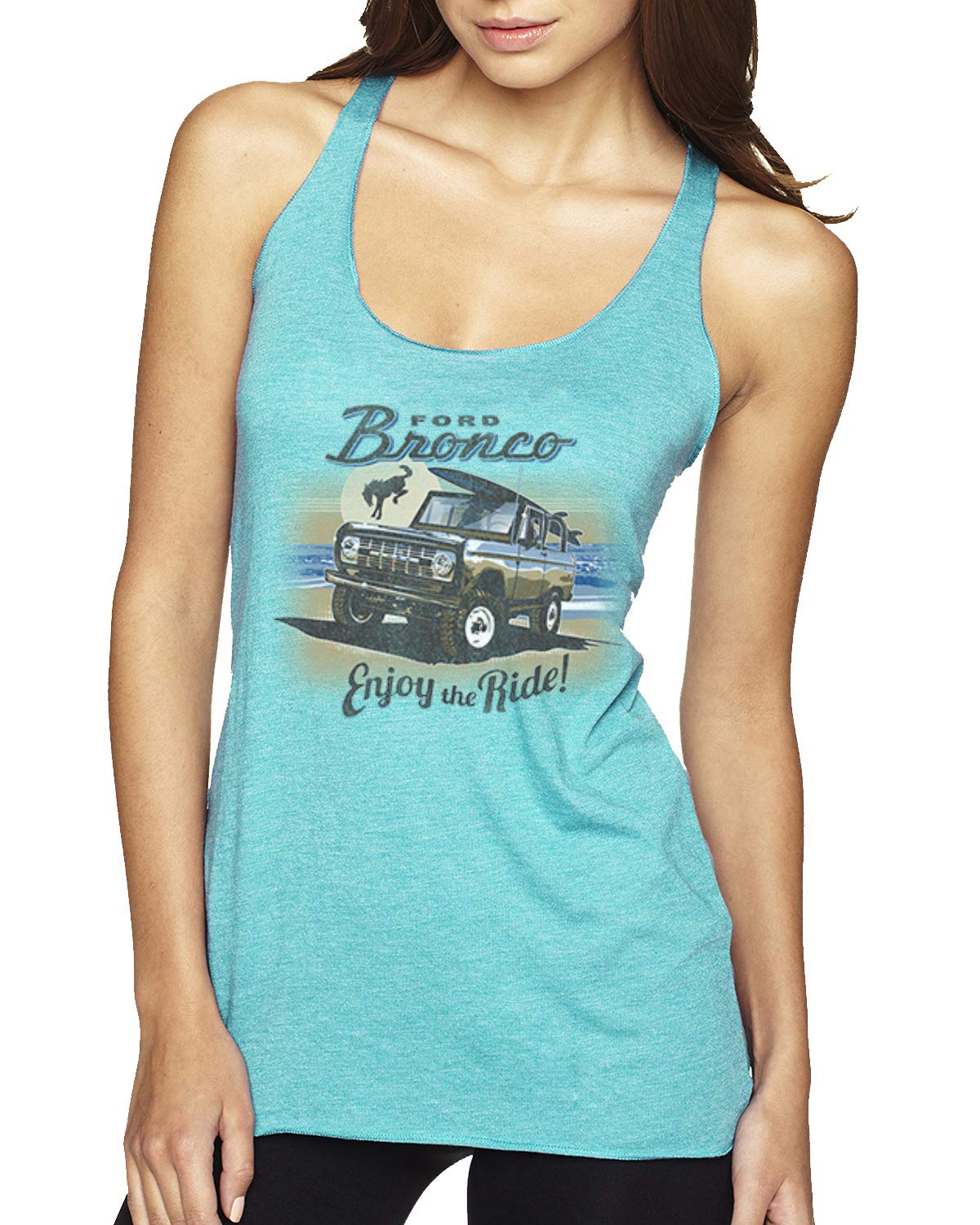 Classic Vintage Ford Bronco Enjoy The Ride Cars and Trucks Tri-Blend Racerback Tank Top