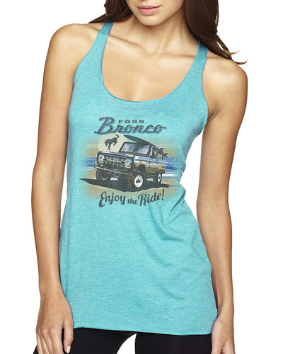 Classic Vintage Ford Bronco Enjoy The Ride Cars and Trucks Tri-Blend Racerback Tank Top