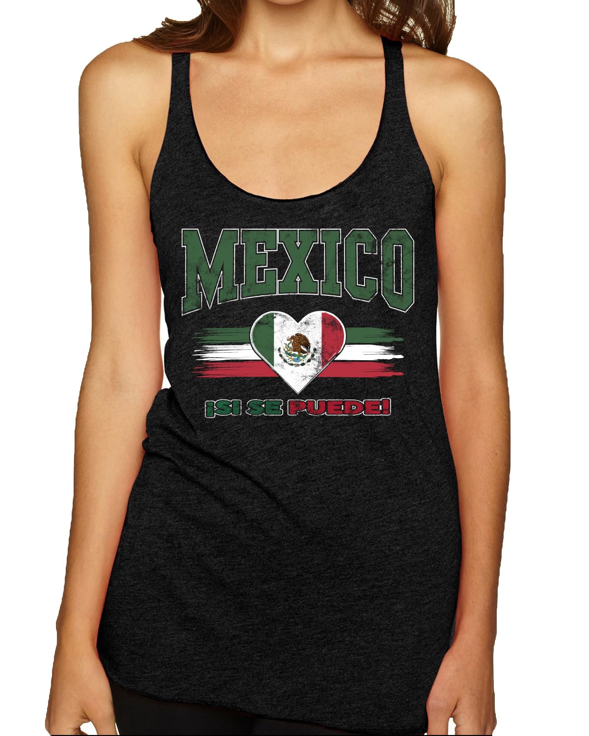Flag Heart Soccer Fan | Women's Novelty Shirt | Game Day Gift for Her Tri-Blend Racerback Tank Top