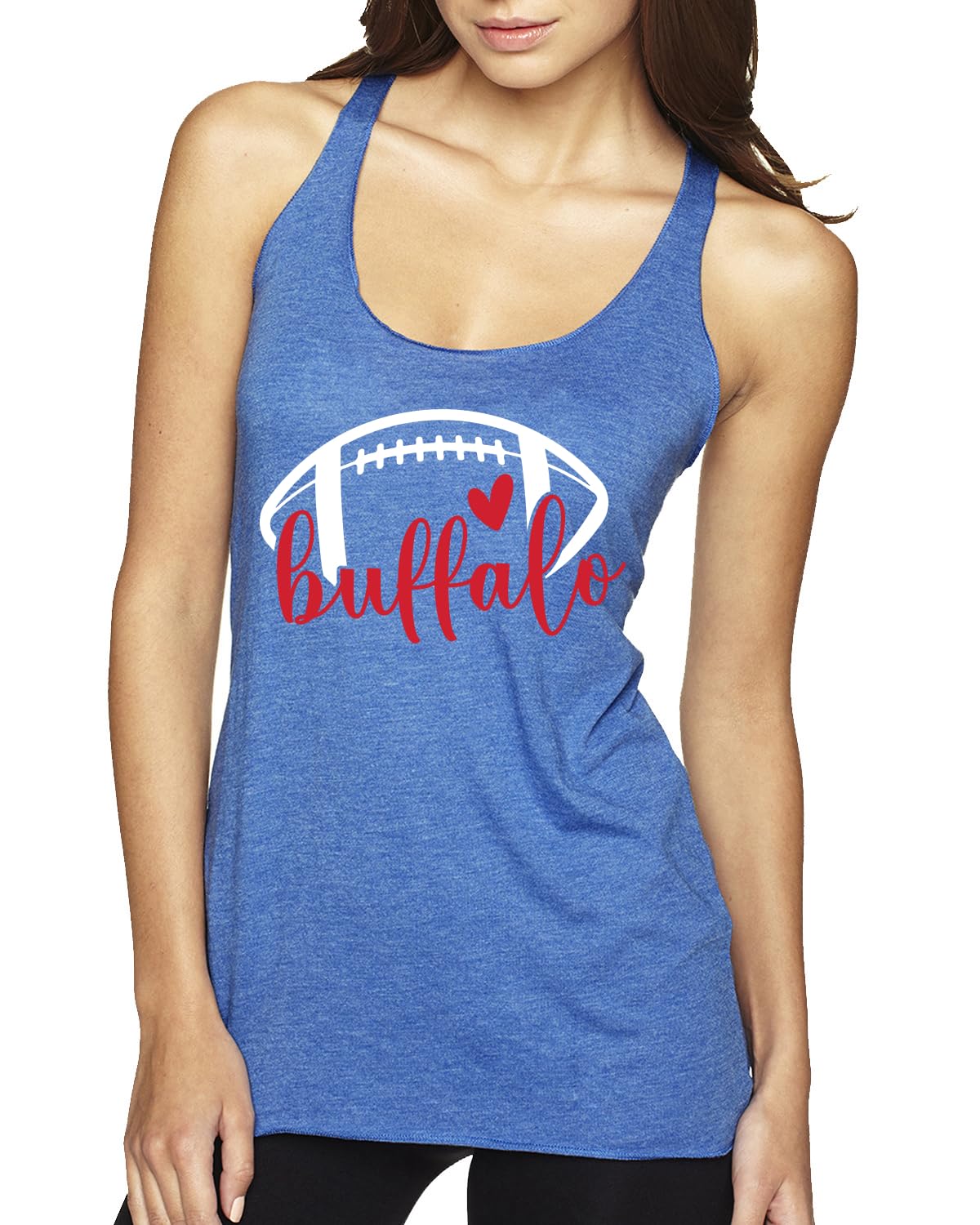 Football Hometown Fan Heart Script Writing Sports Tri-Blend Racerback Tank Top