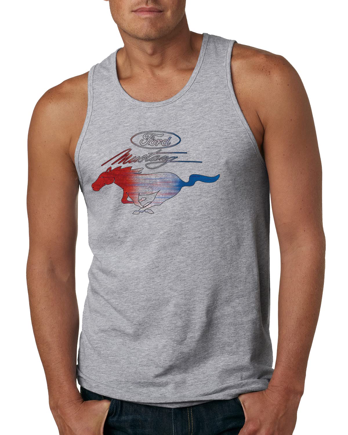 Ford Mustang Shirt USA Flag Mustang Emblem T-Shirt Cars and Trucks Mens Graphic Tank Top
