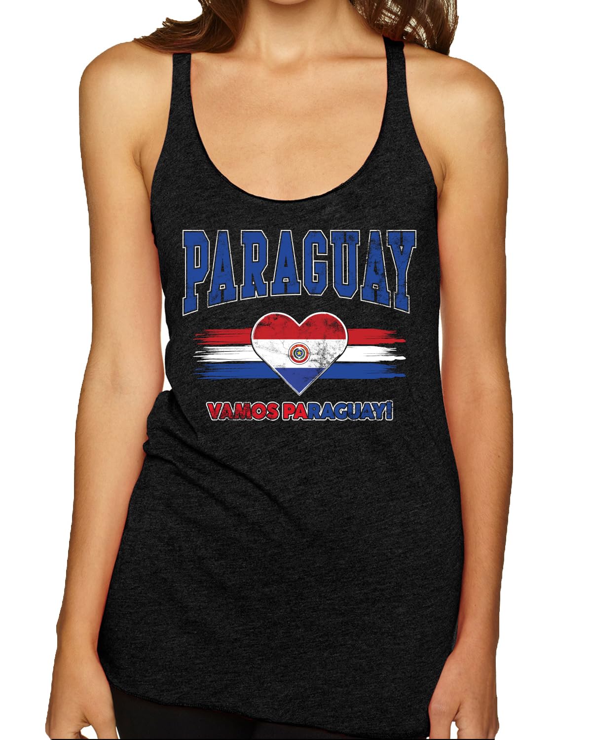 Flag Heart Soccer Fan | Women's Novelty Shirt | Game Day Gift for Her Tri-Blend Racerback Tank Top