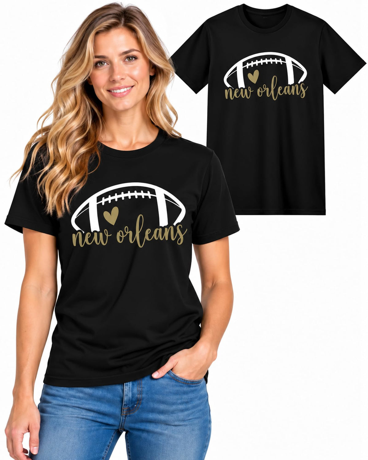 Womens Football Fan Cotton Tee Graphic We love City T Shirt