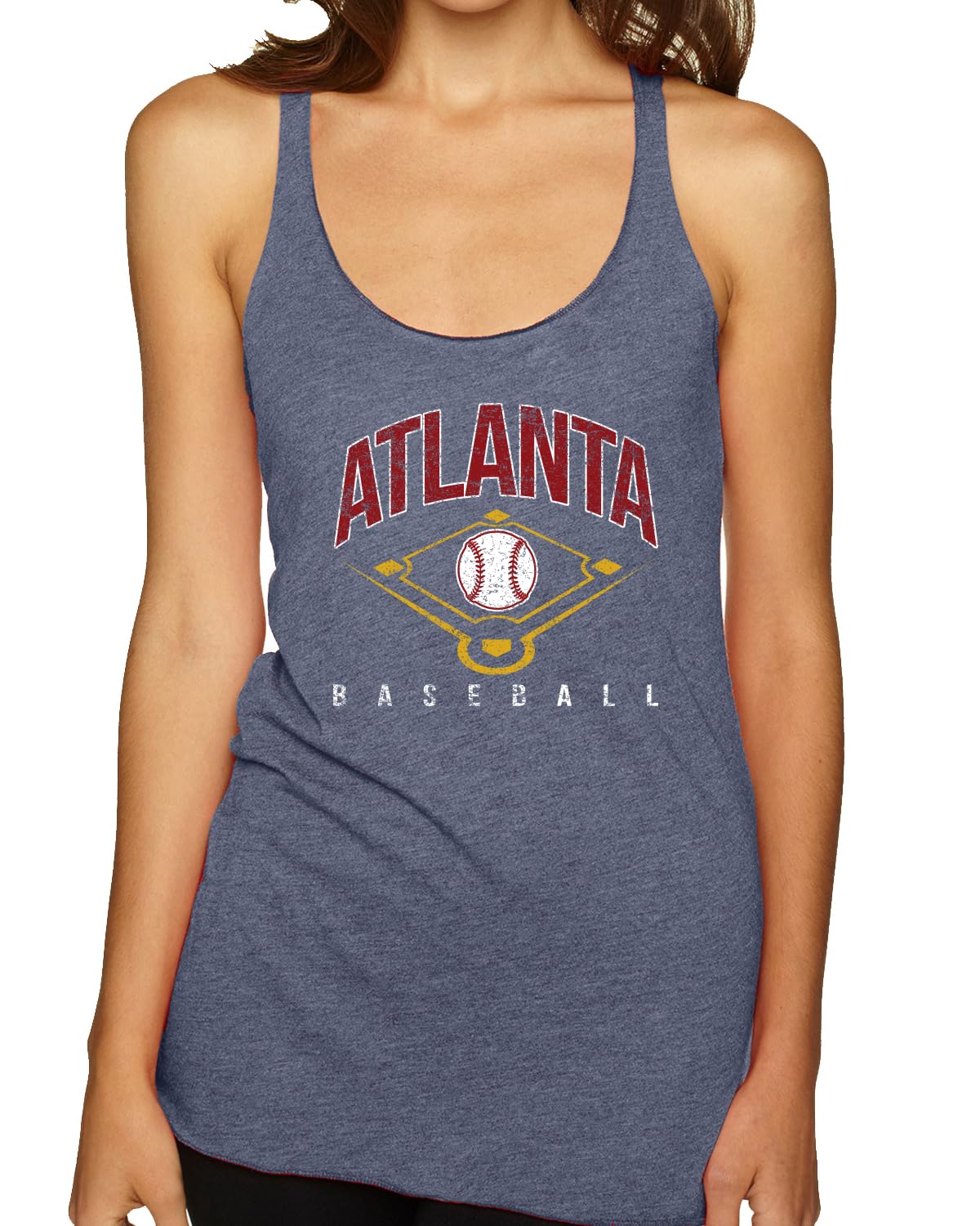 American Baseball Fan Vintage Distressed Field Sports Gift Tri-Blend Racerback Tank