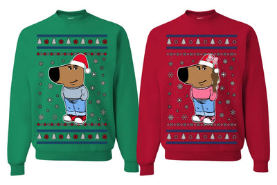 I'm Just a Chill Guy Chill Girl My New Character Dog Matching His and Hers Couples Sweatshirt Ugly Christmas