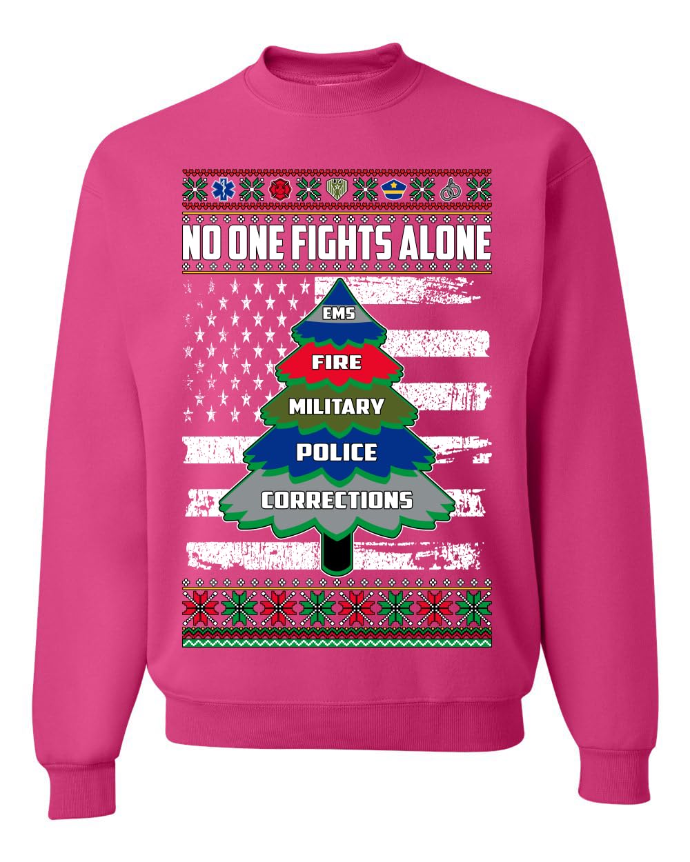 No One Fights Alone First Responder Hoodie Dispatcher EMS Corrections Police Fire Military Unisex Crewneck Sweatshirt
