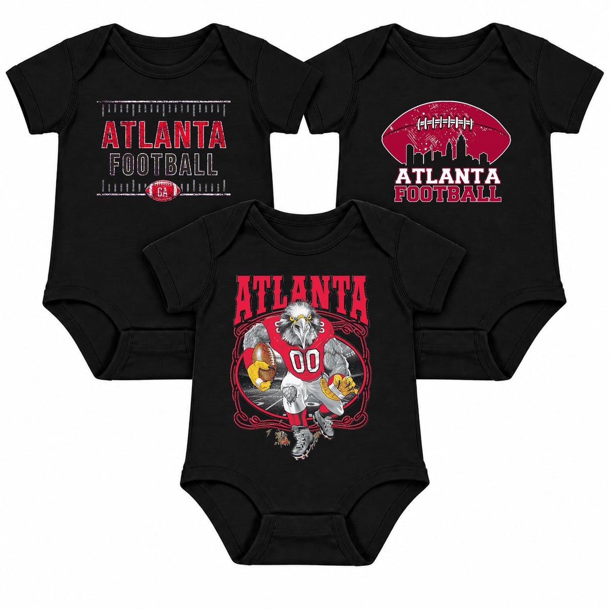 3-Pack Baby Bodysuit American Football Fan for Boys Girls Newborn Infant