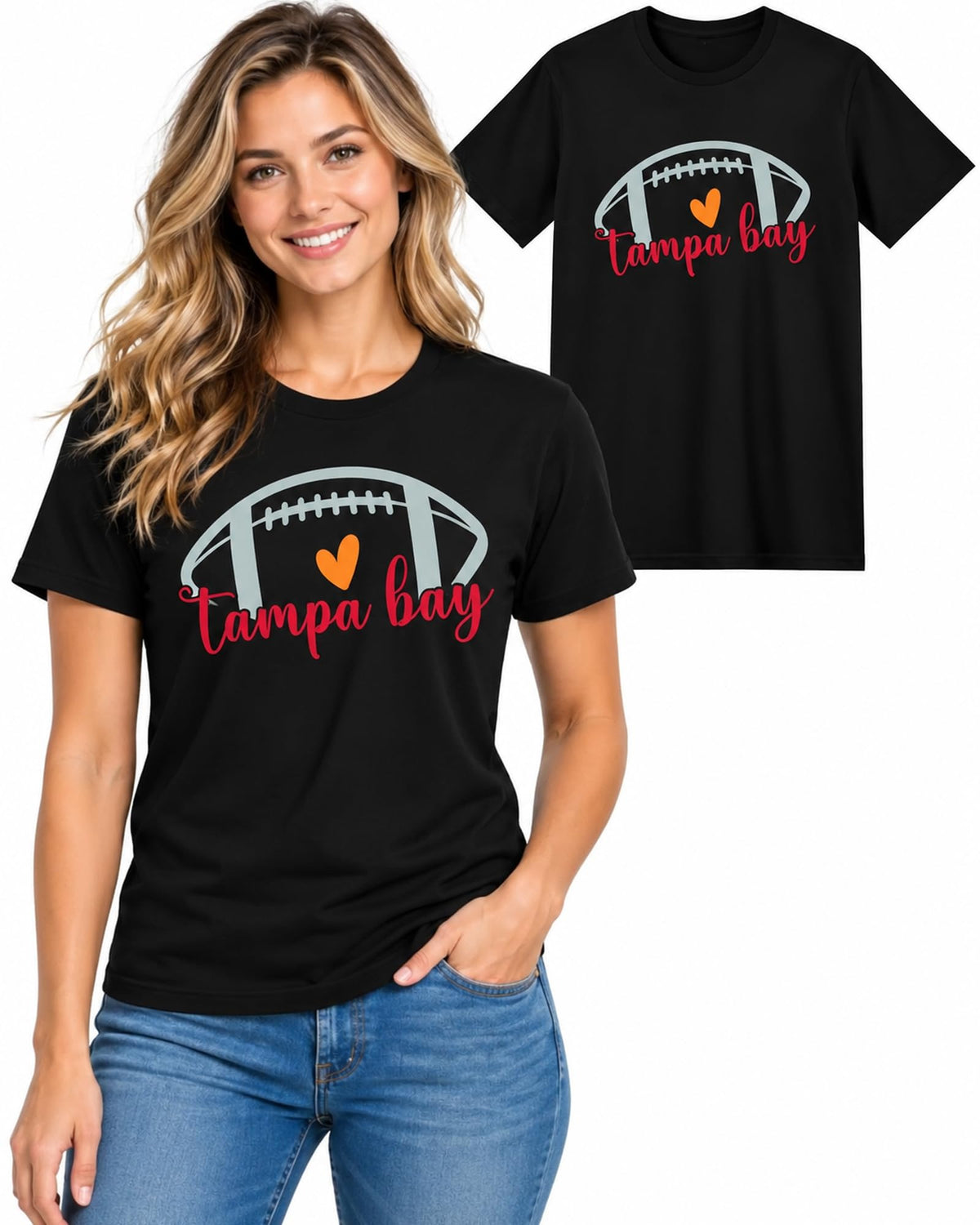 Womens Football Fan Cotton Tee Graphic We love City T Shirt