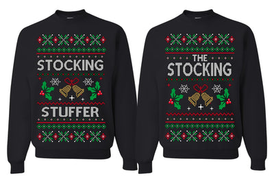 The Stocking, The Stocking Stuffer Couples  Matching Ugly Christmas Sweatshirts