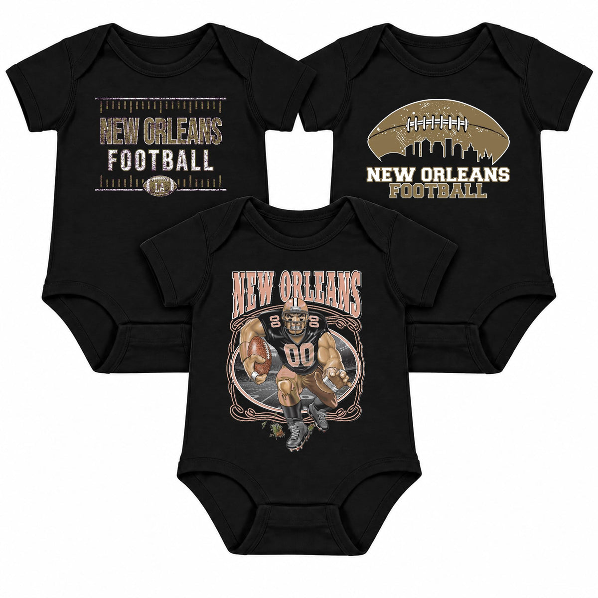 3-Pack Baby Bodysuit American Football Fan for Boys Girls Newborn Infant