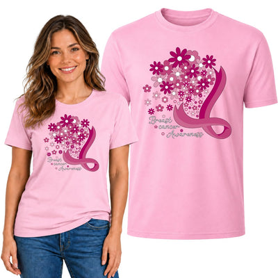 Breast Cancer Awareness Graphic Womens Tee Cotton Tshirt for Women
