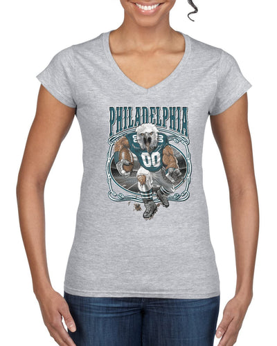Grease The Poles Broad Street Phil Football Sports Womens Standard V-Neck Tee