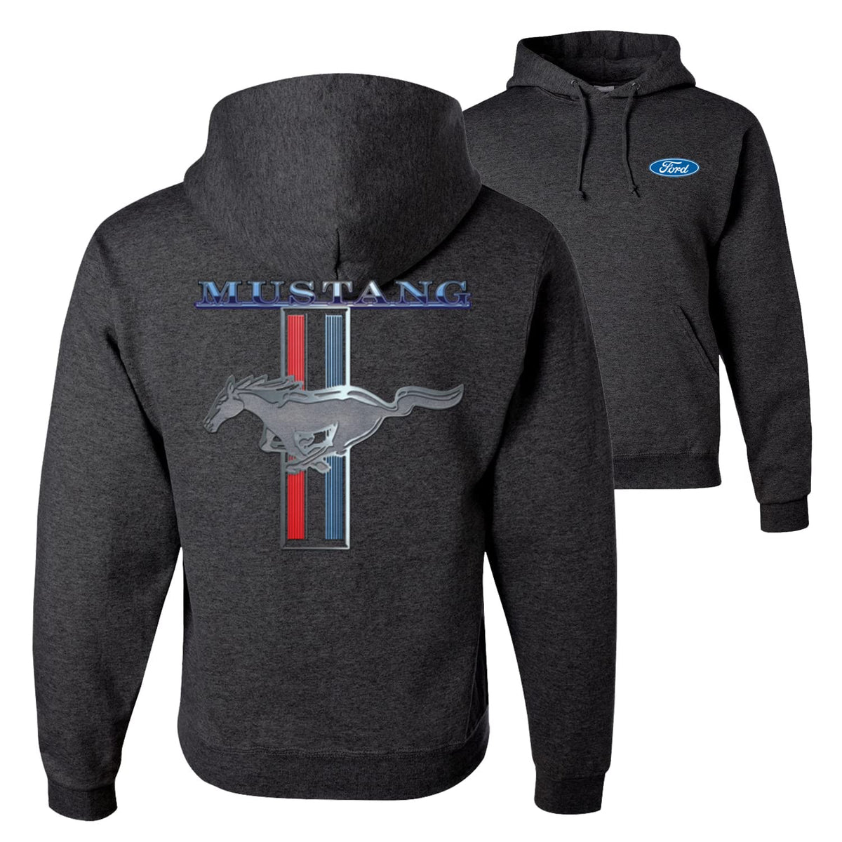 Ford Mustang Classic Pony USA Logo Emblem Cars and Trucks Front and Back Unisex Graphic Hoodie Sweatshirt