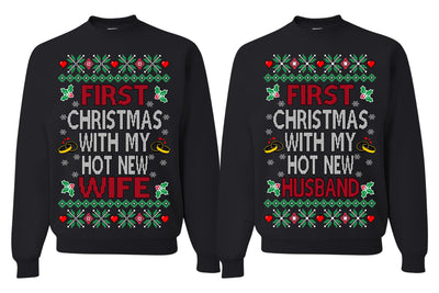 First Christmas With My Hot New Husband Wife Classic Newlywed Couple Sweatshirt