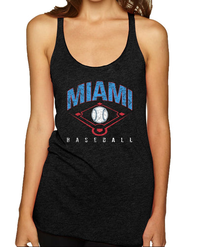 American Baseball Fan Vintage Distressed Field Sports Gift Tri-Blend Racerback Tank