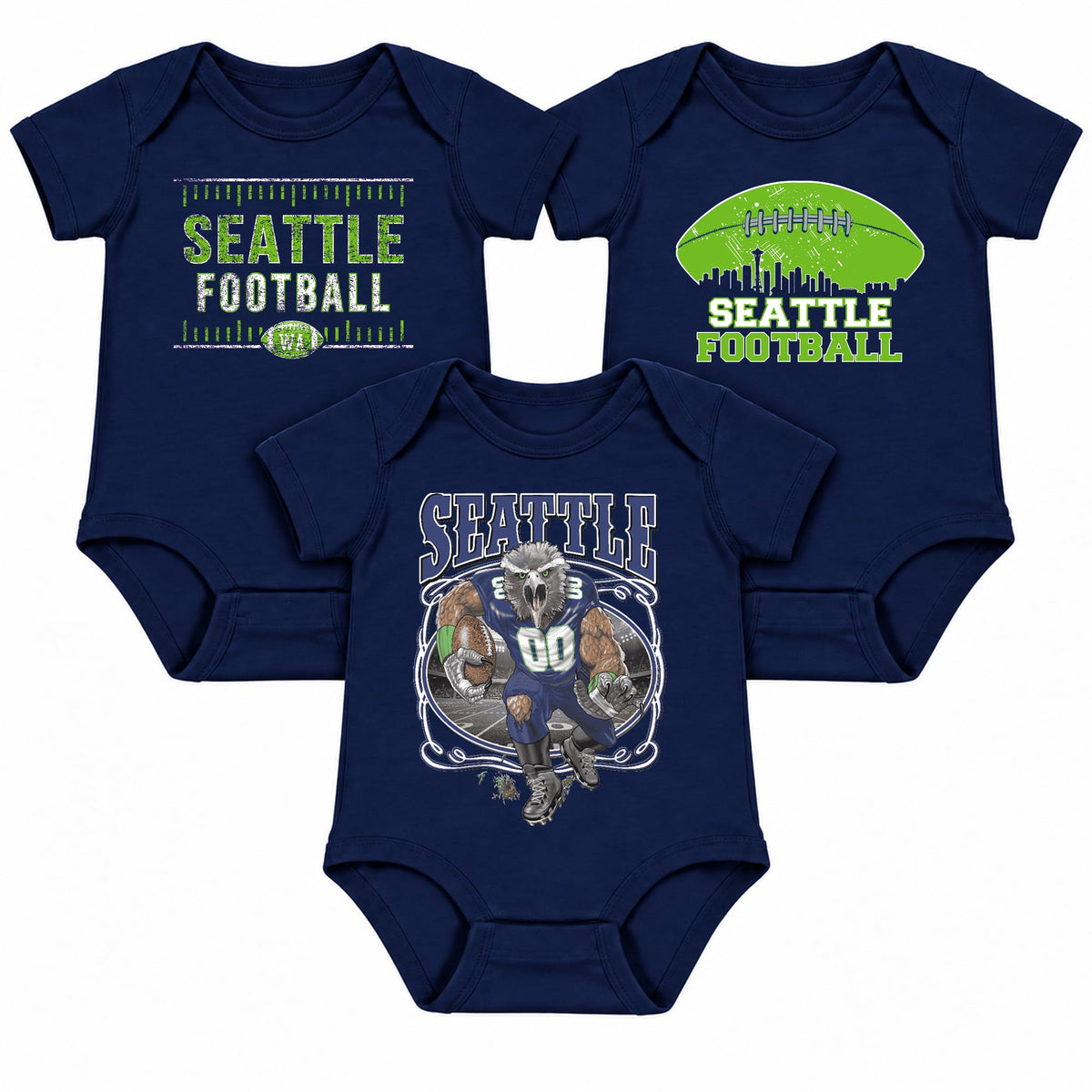 3-Pack Baby Bodysuit American Football Fan for Boys Girls Newborn Infant