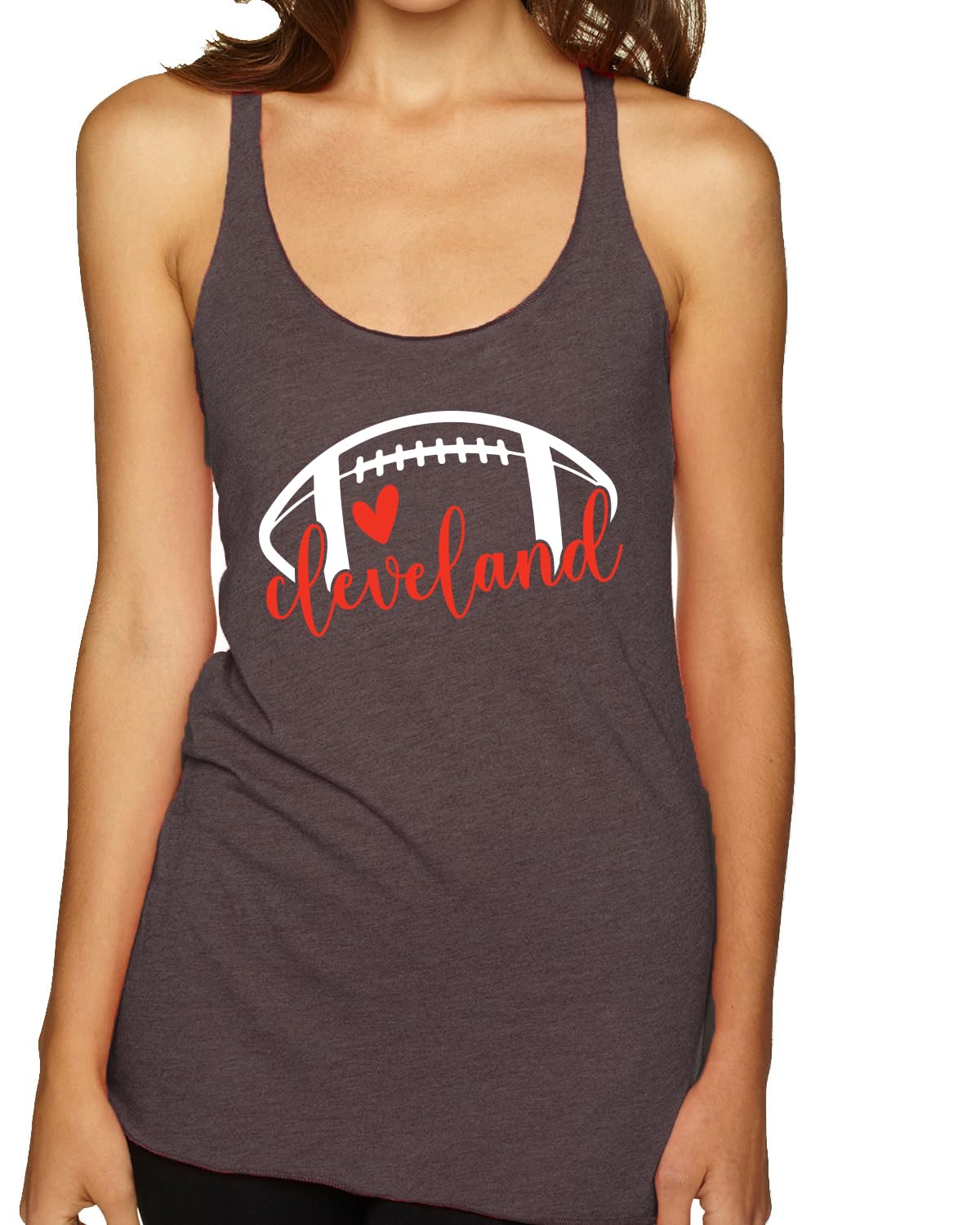 Football Hometown Fan Heart Script Writing Sports Tri-Blend Racerback Tank Top