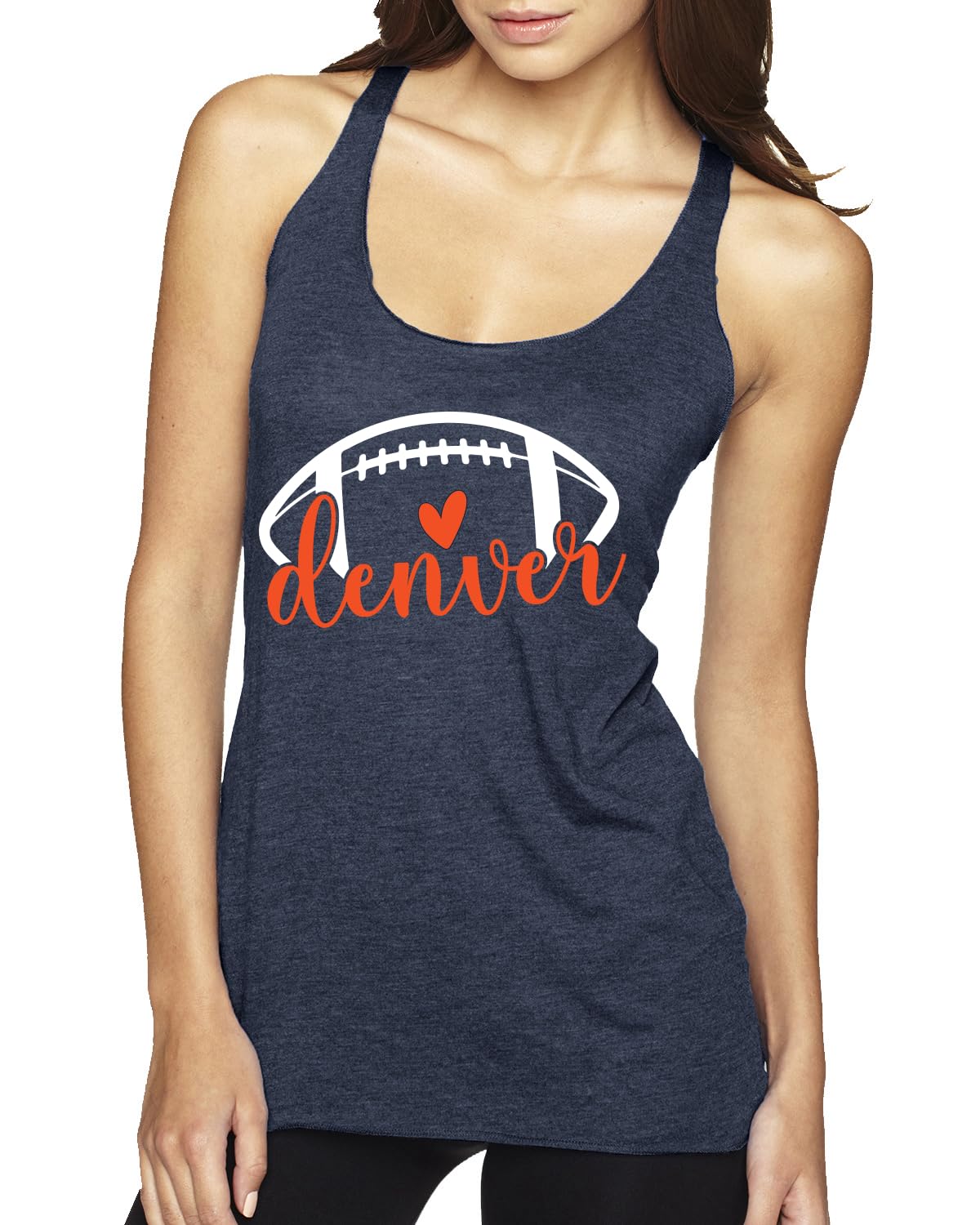 Football Hometown Fan Heart Script Writing Sports Tri-Blend Racerback Tank Top