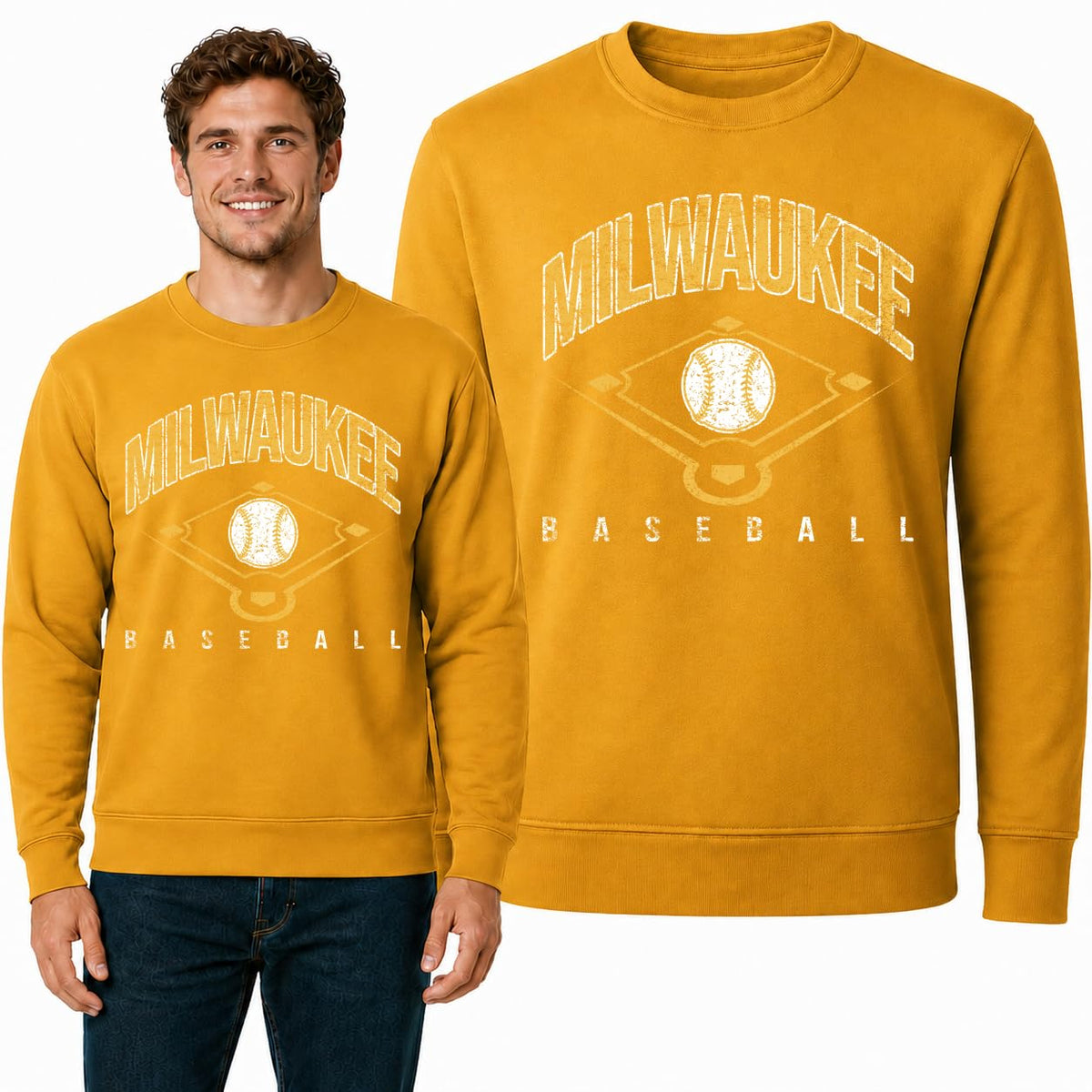 Milwaukee Fan Crewneck Sweatshirt Mens Graphic Sweatshirt