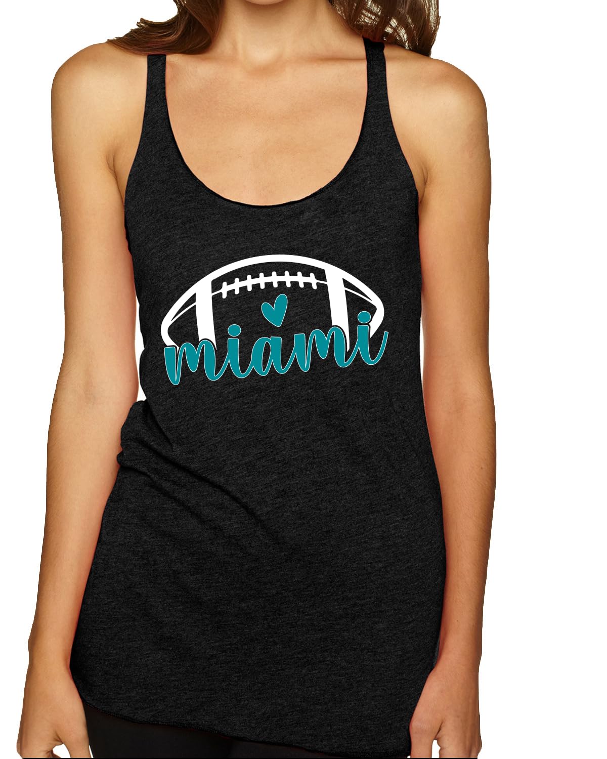 Football Hometown Fan Heart Script Writing Sports Tri-Blend Racerback Tank Top