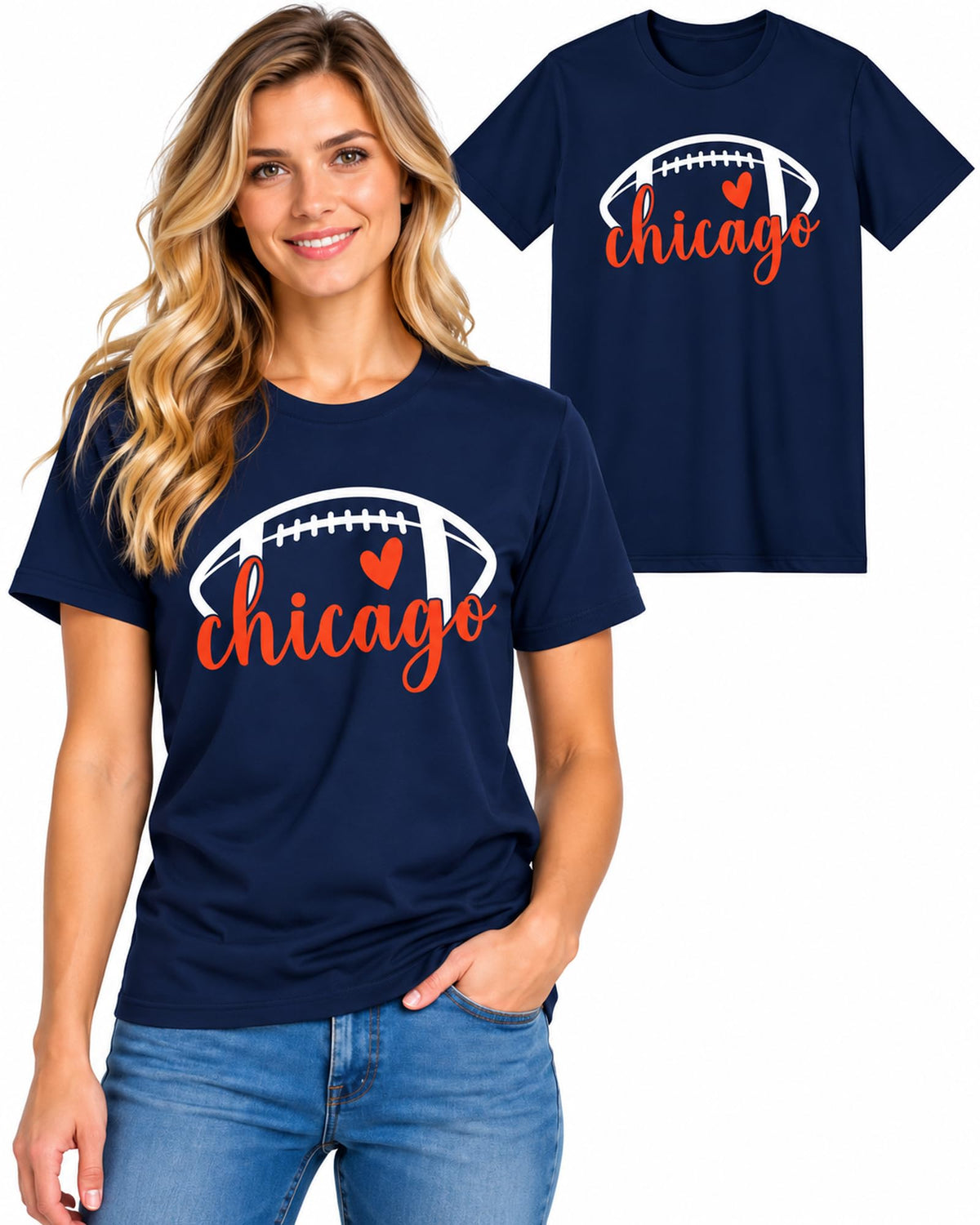 Womens Football Fan Cotton Tee Graphic We love City T Shirt