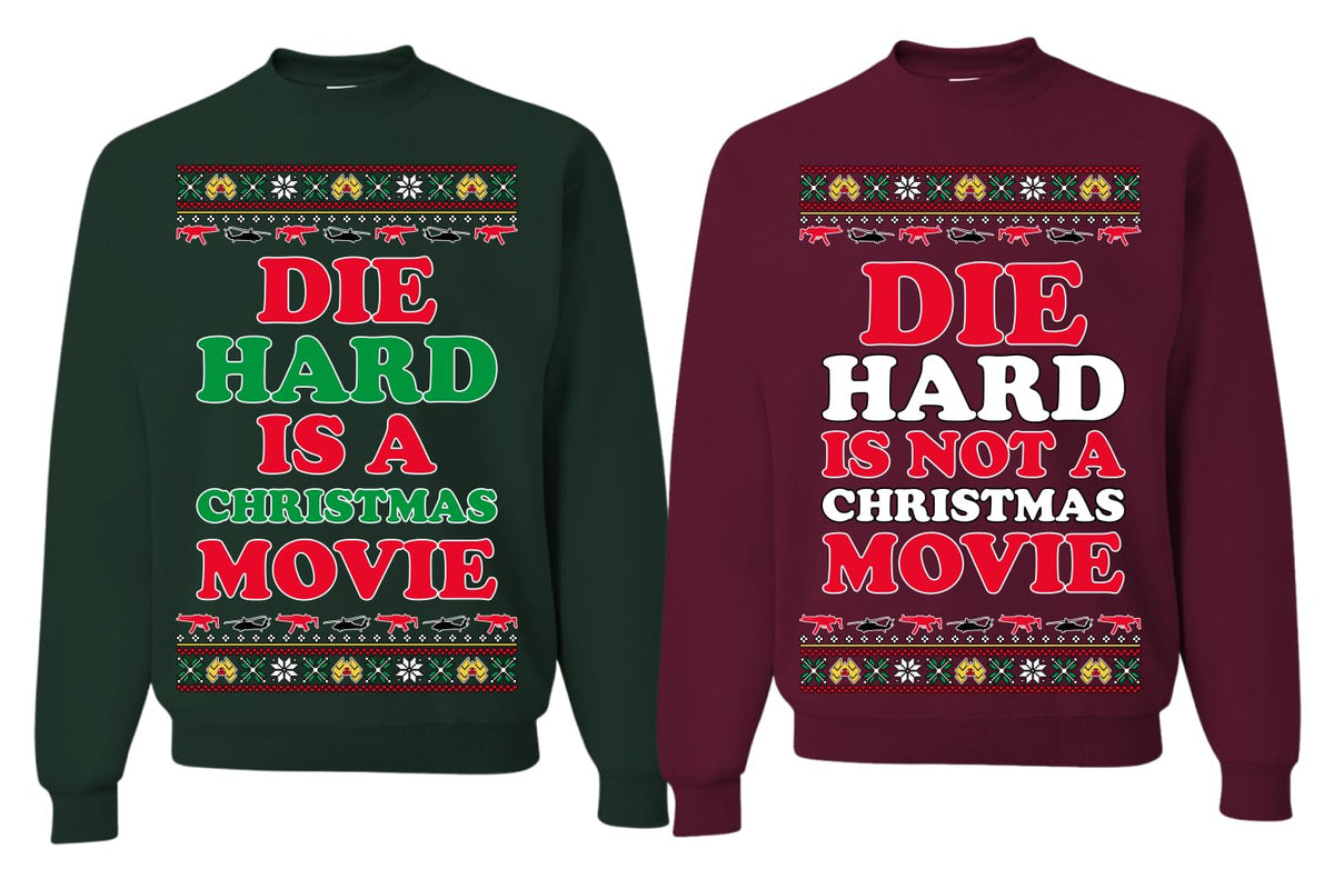 Die Hard is a Not Christmas Movie | McClane Nakatomi Matching His and Hers Couples Sweatshirt Ugly Christmas Matching Couple