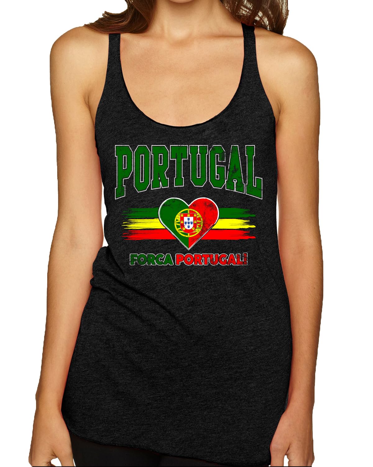 Flag Heart Soccer Fan | Women's Novelty Shirt | Game Day Gift for Her Tri-Blend Racerback Tank Top