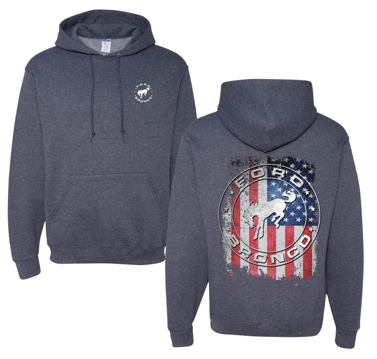 US Flag Ford Bronco Cars and Trucks Front and Back Unisex Hoodie Sweatshirt