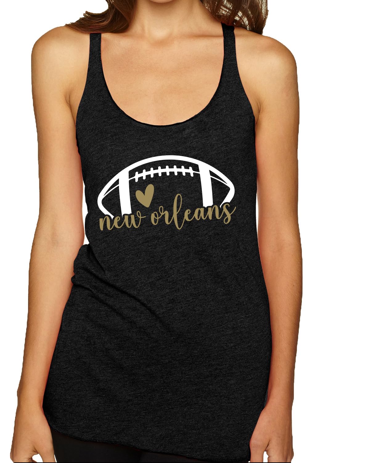 Football Hometown Fan Heart Script Writing Sports Tri-Blend Racerback Tank Top