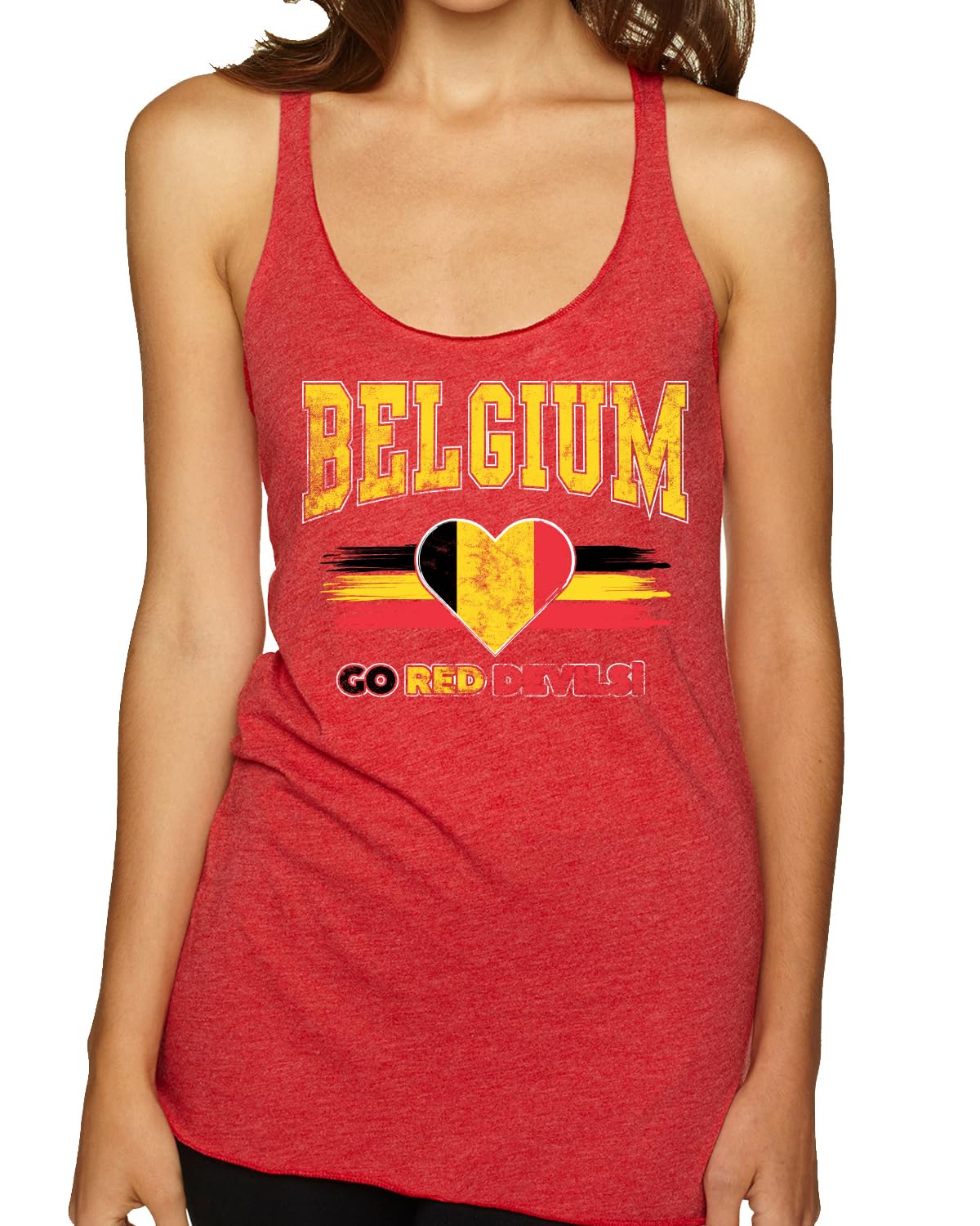 Flag Heart Soccer Fan | Women's Novelty Shirt | Game Day Gift for Her Tri-Blend Racerback Tank Top