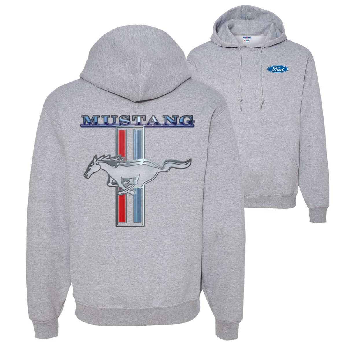Ford Mustang Classic Pony USA Logo Emblem Cars and Trucks Front and Back Unisex Graphic Hoodie Sweatshirt