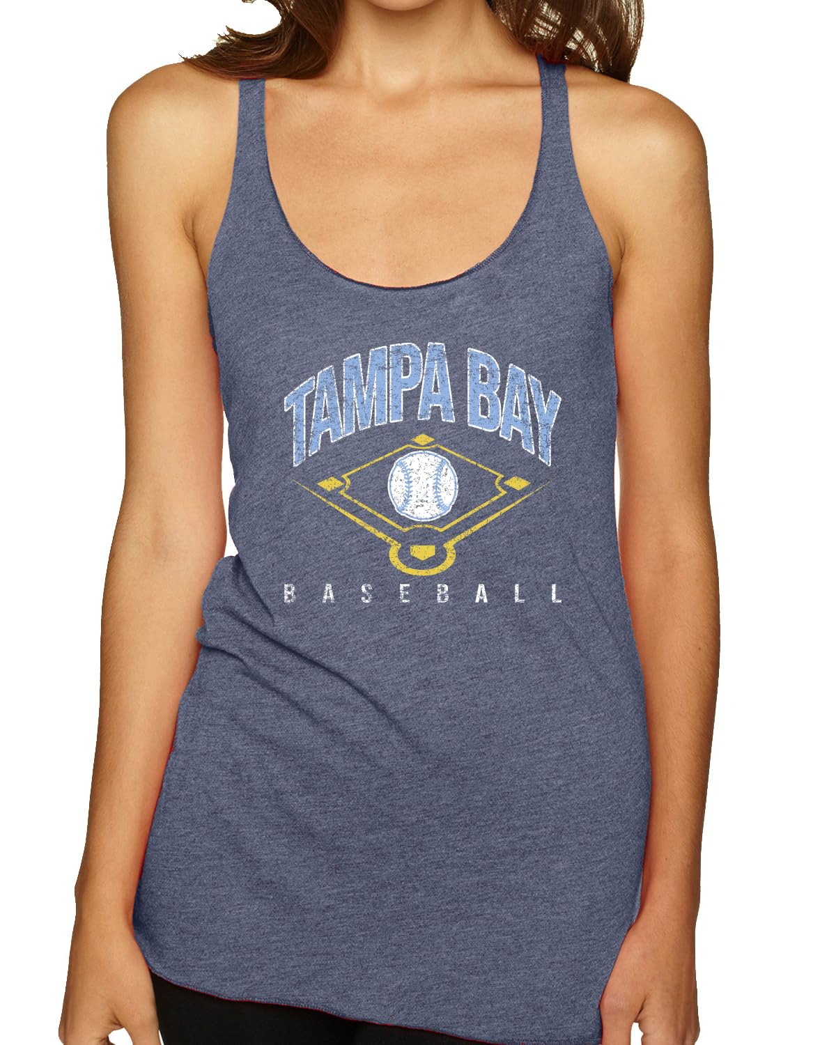 American Baseball Fan Vintage Distressed Field Sports Gift Tri-Blend Racerback Tank