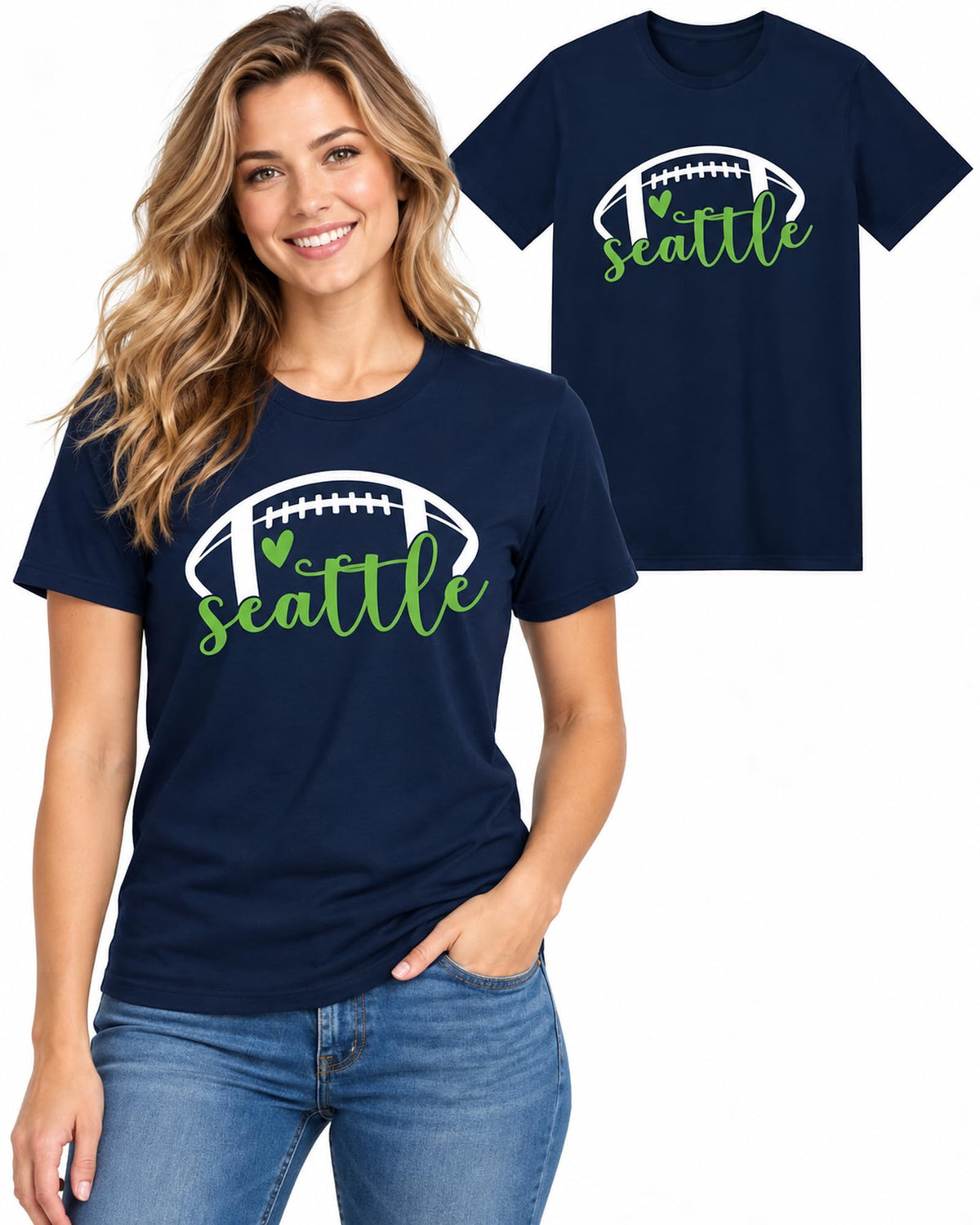 Womens Football Fan Cotton Tee Graphic We love City T Shirt