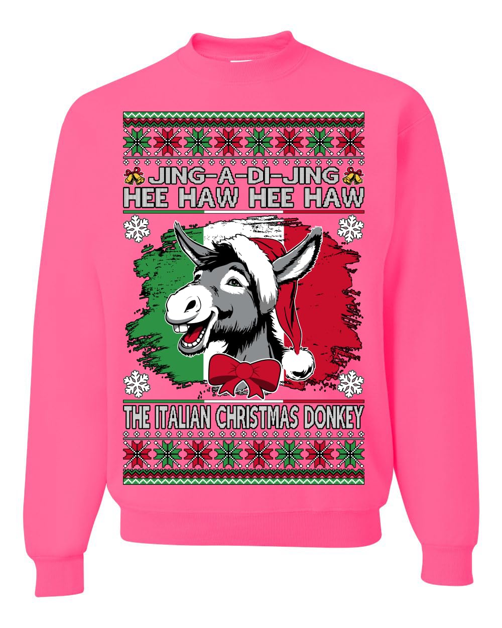 Funny Italian Christmas Donkey Ugly Christmas Sweater Crewneck Sweatshirt