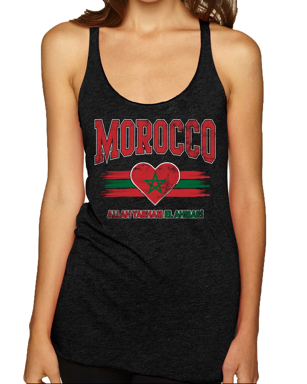 Flag Heart Soccer Fan | Women's Novelty Shirt | Game Day Gift for Her Tri-Blend Racerback Tank Top