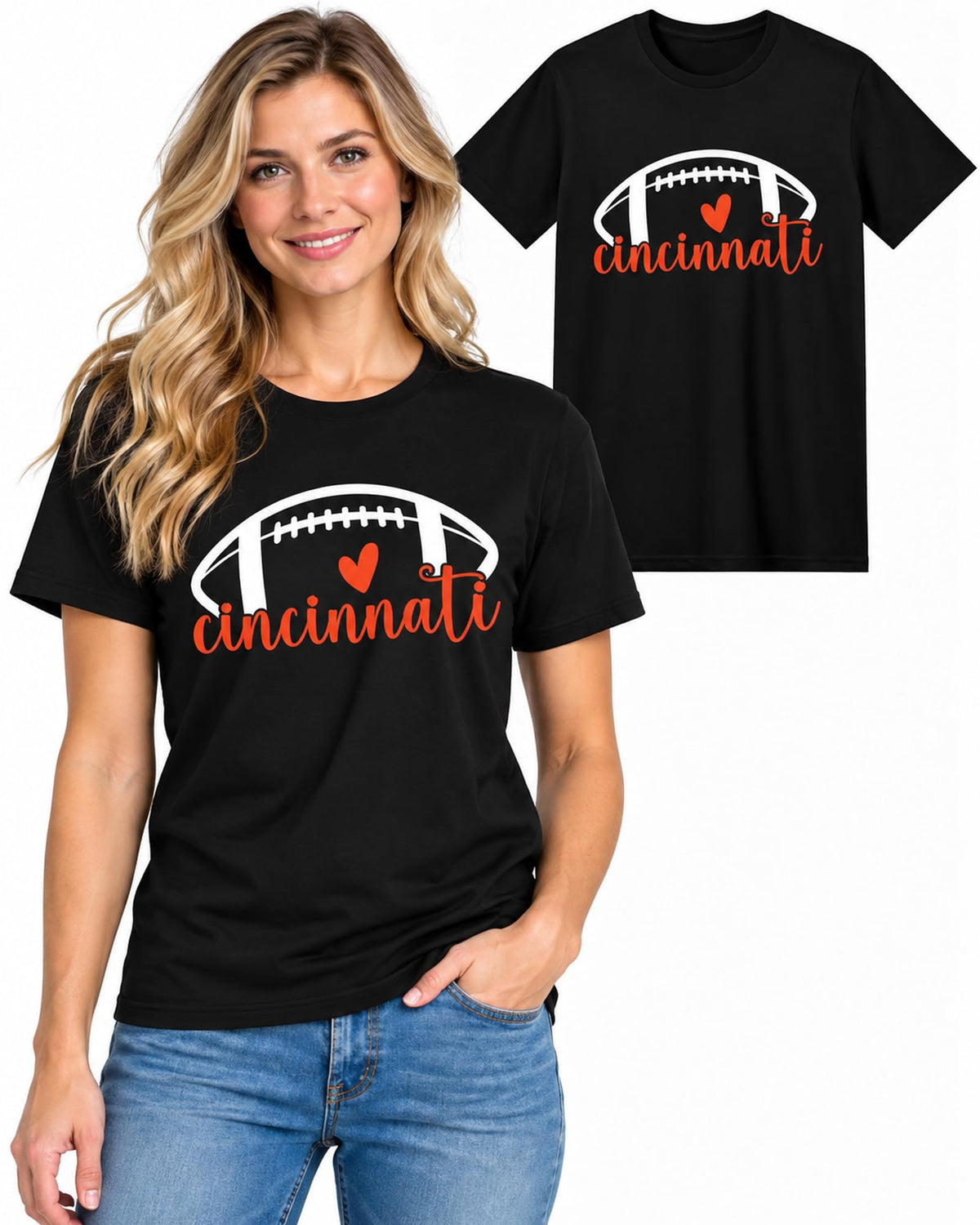 Womens Football Fan Cotton Tee Graphic We love City T Shirt