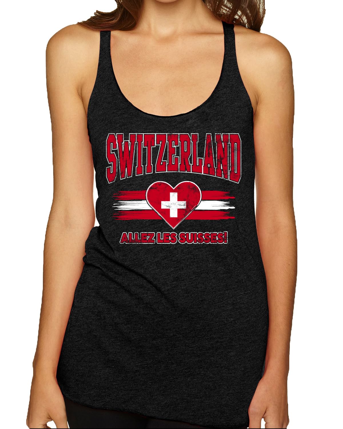 Flag Heart Soccer Fan | Women's Novelty Shirt | Game Day Gift for Her Tri-Blend Racerback Tank Top