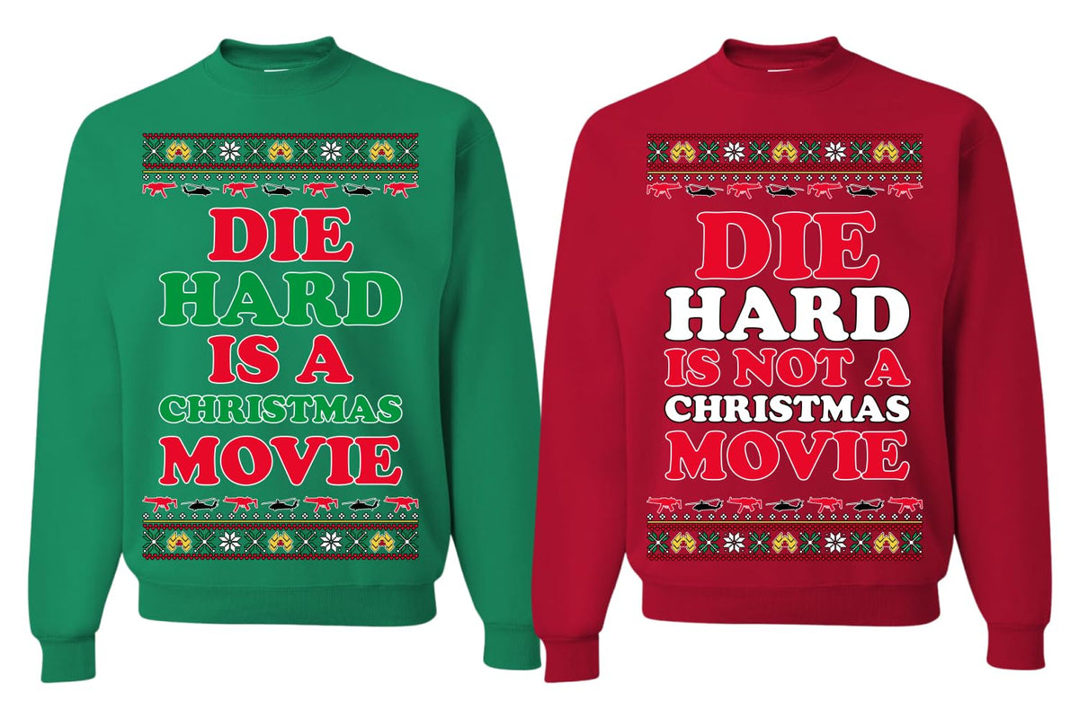 Die Hard is a Not Christmas Movie | McClane Nakatomi Matching His and Hers Couples Sweatshirt Ugly Christmas Matching Couple