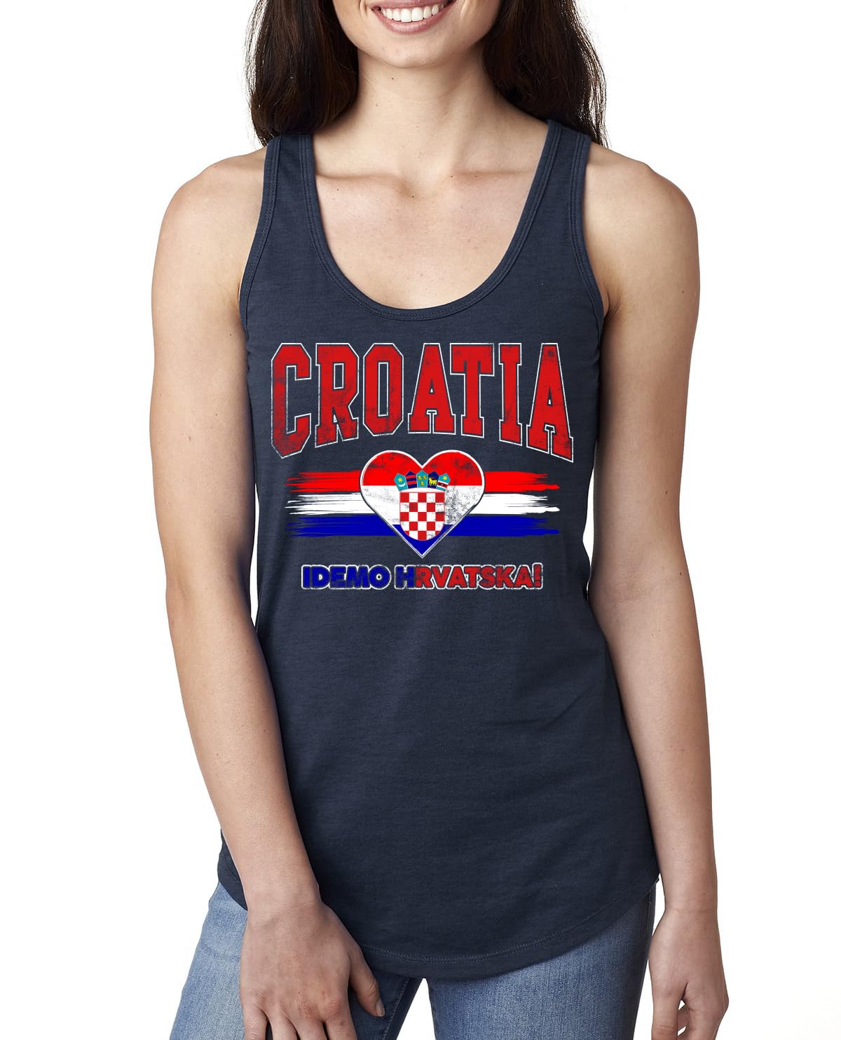 Flag Heart Soccer Fan, Women's Novelty Shirt, Game Day Gift for Her Racerback Tank Top