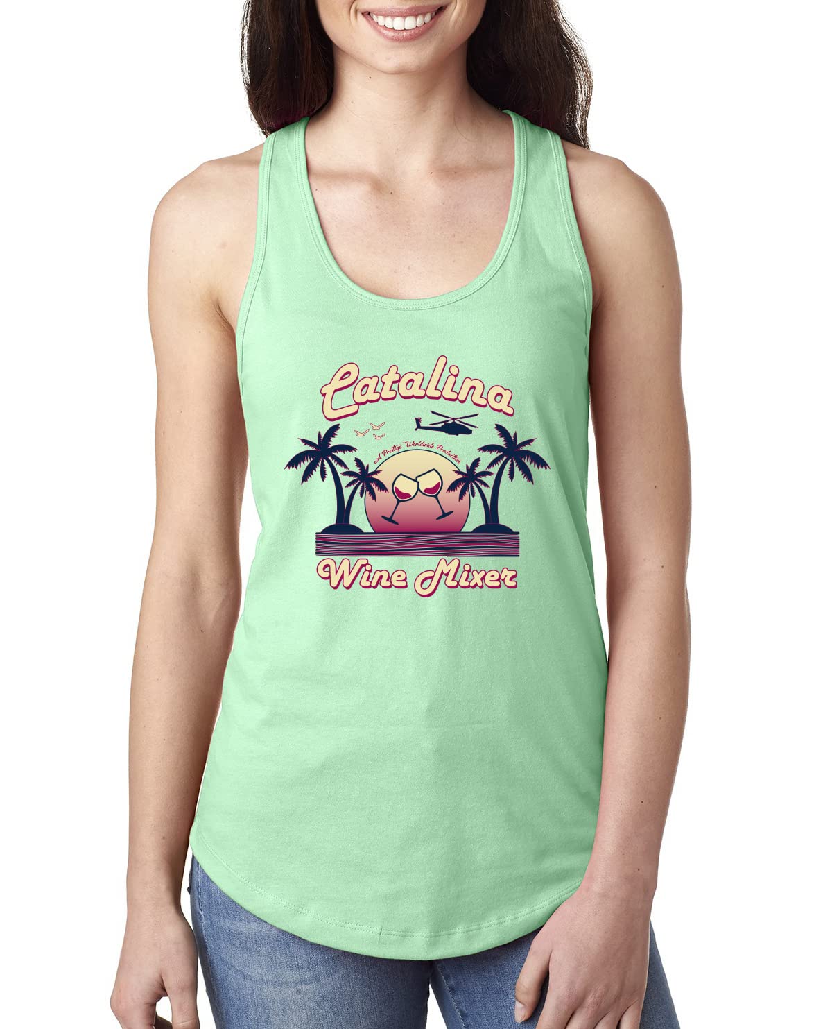 Funny Catalina Wine Mixer Island Pop Culture Ladies Racerback Tank Top