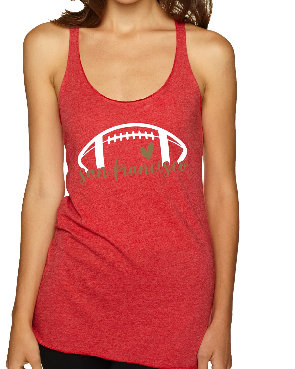 Football Hometown Fan Heart Script Writing Sports Tri-Blend Racerback Tank Top