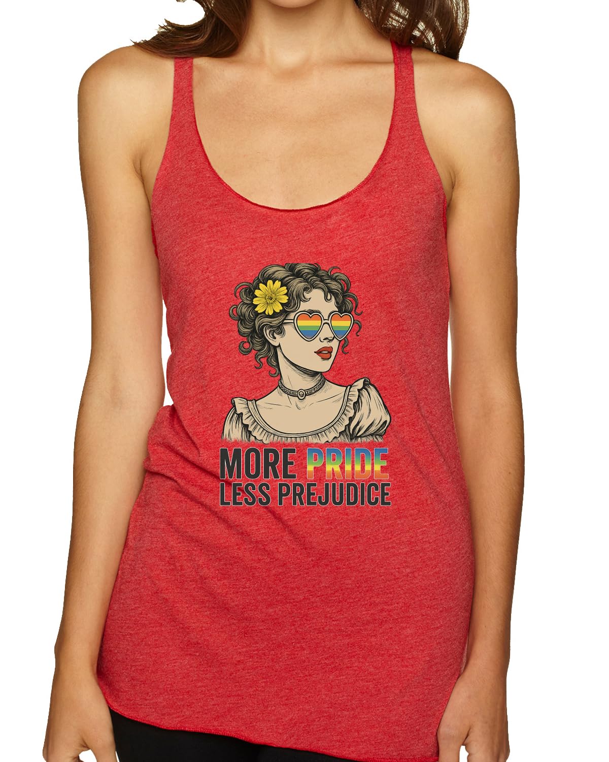 More Pride Less Prejudice Lesbian Gay Bi Trans Pride LGBT Pride Tri-Blend Racerback Tank Top