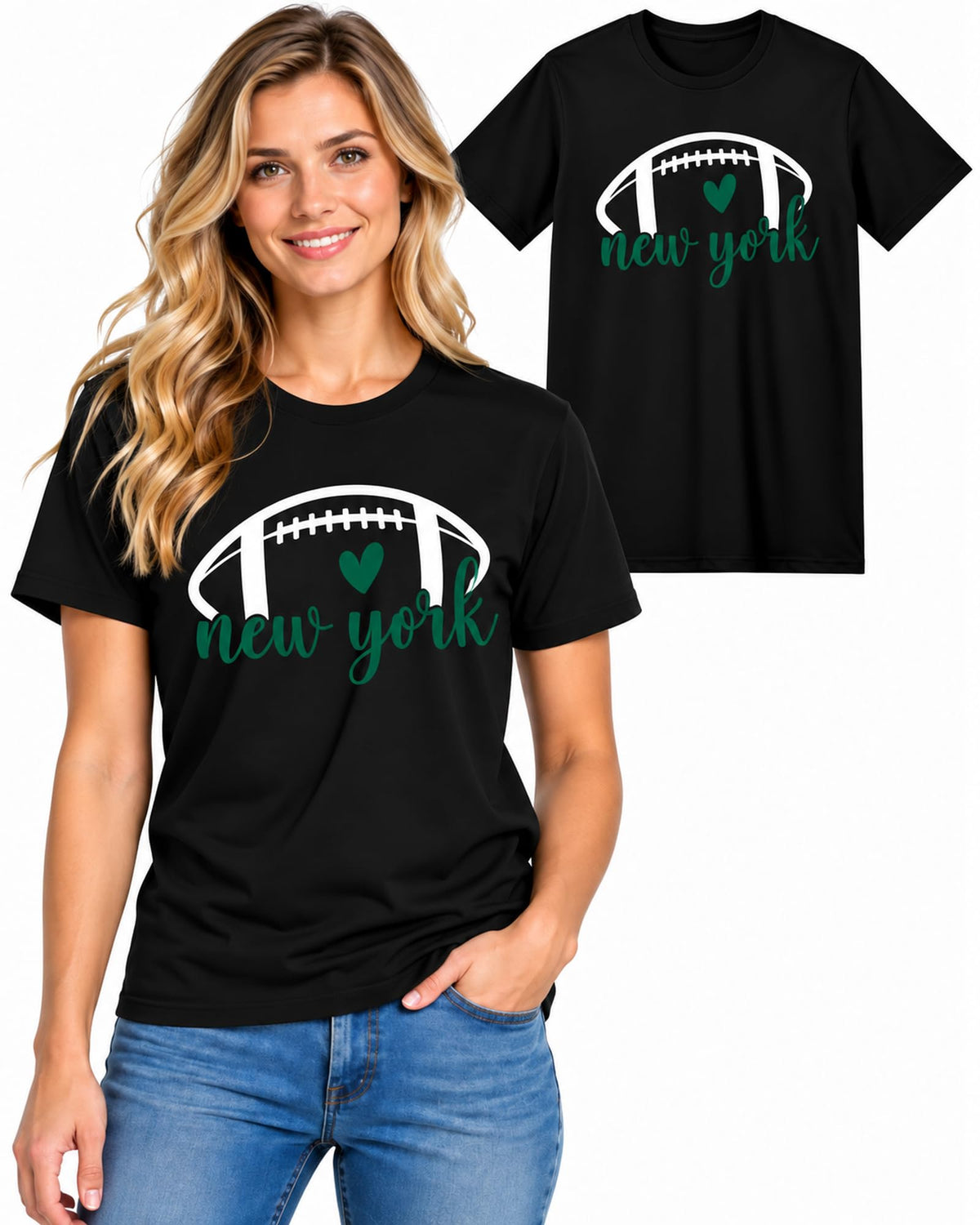 Womens Football Fan Cotton Tee Graphic We love City T Shirt