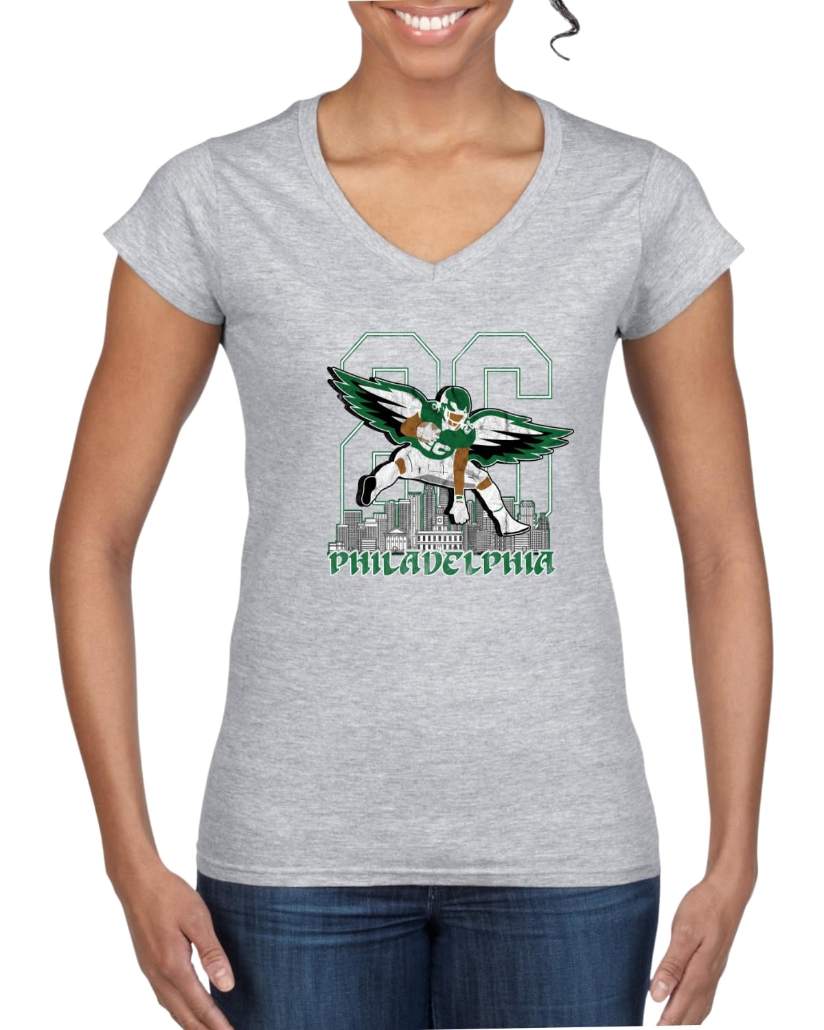 Grease The Poles Broad Street Phil Football Sports Womens Standard V-Neck Tee
