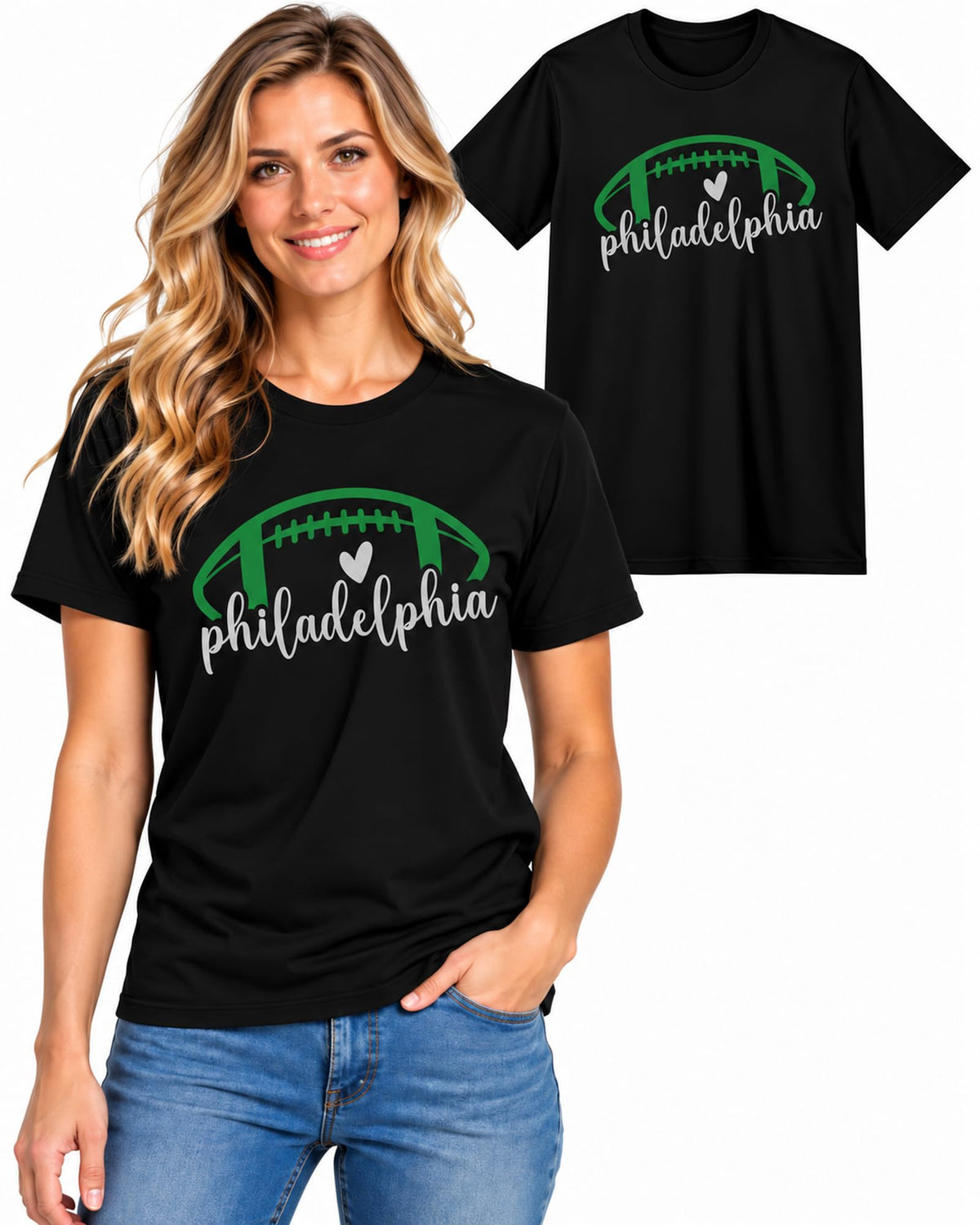 Womens Football Fan Cotton Tee Graphic We love City T Shirt