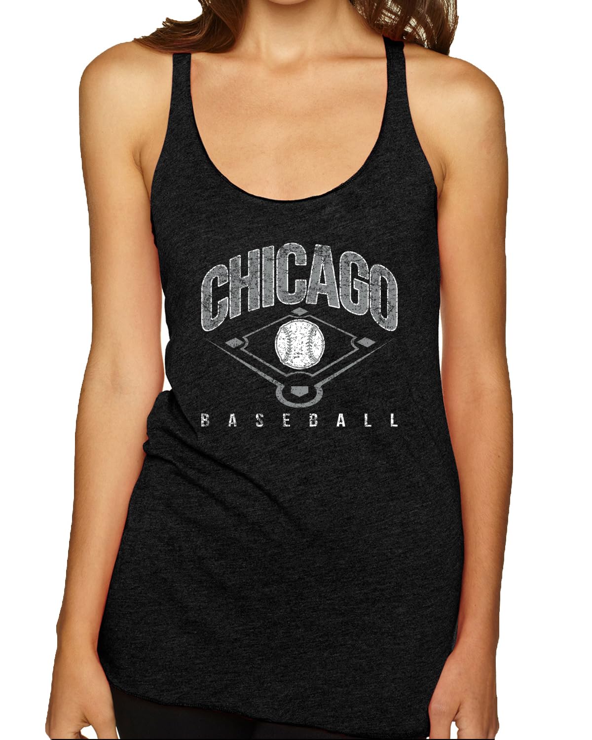 American Baseball Fan Vintage Distressed Field Sports Gift Tri-Blend Racerback Tank