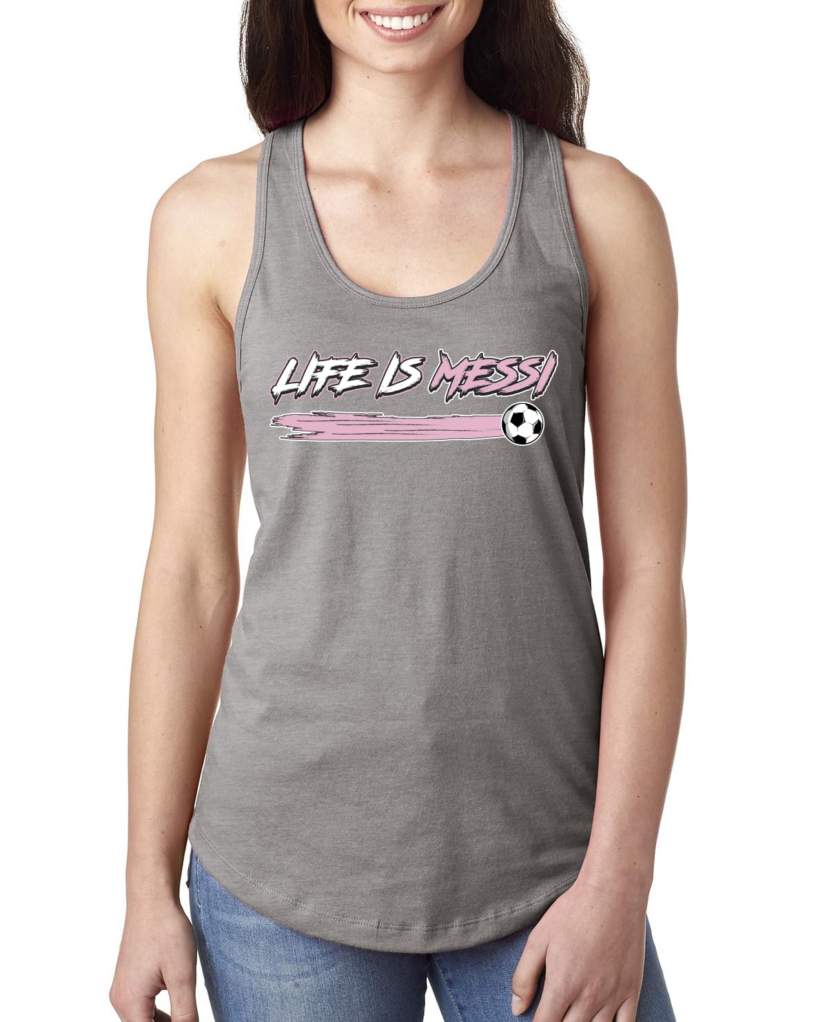 Its About To Get Miami Style Soccer Fan GOAT Sports Ladies Racerback Tank Top