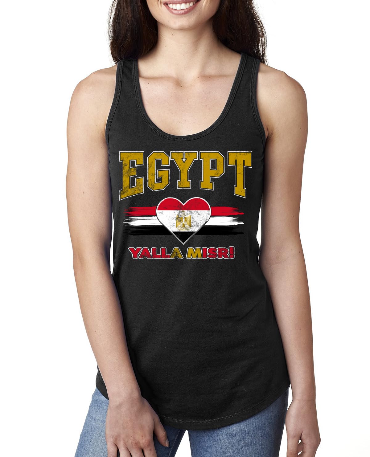 Flag Heart Soccer Fan, Women's Novelty Shirt, Game Day Gift for Her Racerback Tank Top