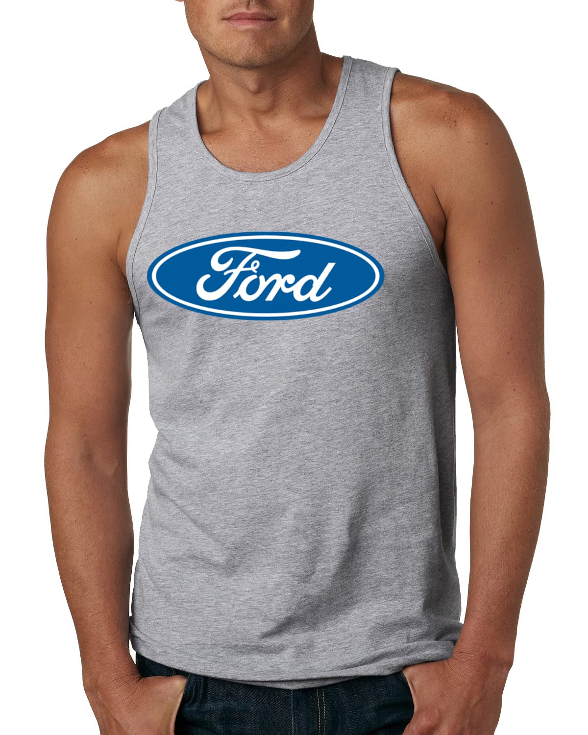 Ford Logo Tank Officially Licensed Blue Emblem Performance Cars and Trucks Mens Graphic Tank Top